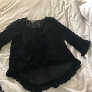 Fun 3/4 sleeve lace sheer pretty blouse